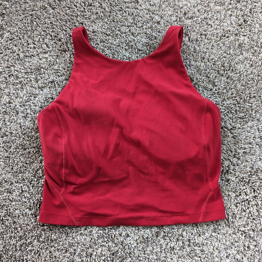 Red cropped Lululemon tank